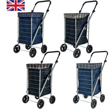 4 Wheel Shopping Trolley Large Capacity Lightweight Frame Strong Folding – 65L