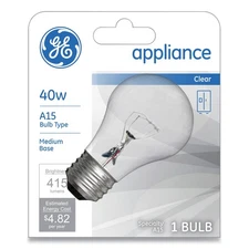 Incandescent A15 Light Bulb for Kitchen Appliances, 40 W, 120 V, Clear