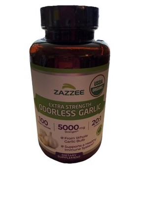 New Zazzee Organic Odorless Garlic Extract 20:1, 5000 mg, Vegan, 100 ct