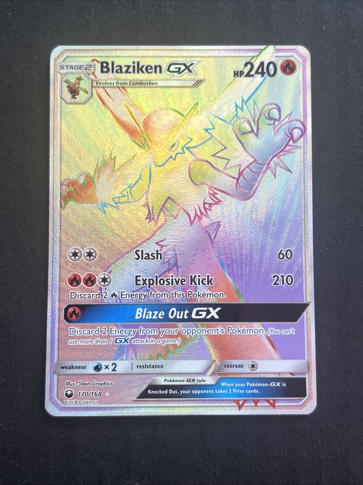 Pokemon TCG Blaziken GX 170/168 SM-Celestial Storm Secret Rare Full Art Holo