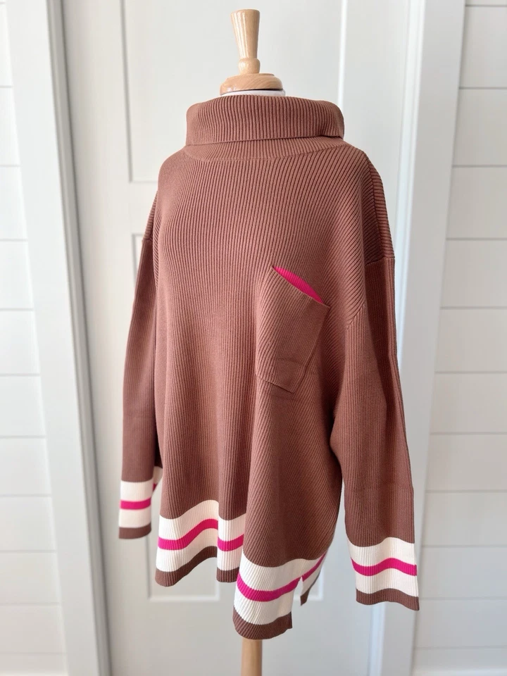 Suéter Studio Park Damas Marrón Tejido Pullover Talla Grande 4X Foto 2 de 4