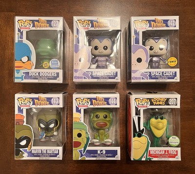 Funko Pop! Duck Dodgers 127 GITD, 142 & Chase, 143 Marvin, 144 K-9 & 207 MJ Frog