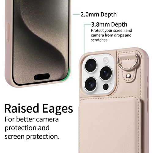 Etui Portefeuille Multi Emplacements Carte Sangle pour iPhone 14 15 16 Pro Max Protection écran - Photo 12 sur 27