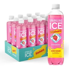 Sparkling Ice STARBURST Strawberry, Zero Sugar Flavored 17 Fl Oz (Pack of 12) 