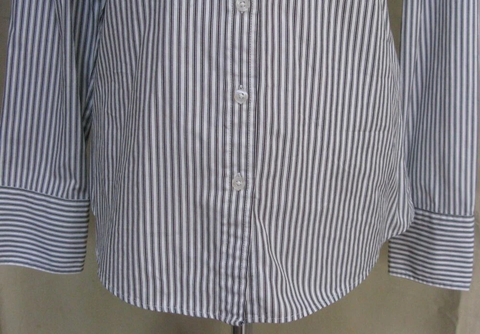 Kenar Cotton Ticking black white pinstripe shirt blouse size L / 14 - Image 3 of 4