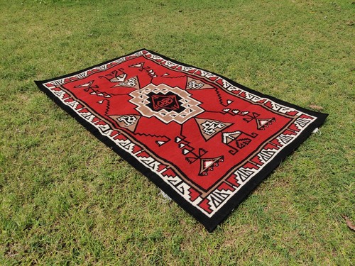 5x8 Wool Navajo Rug Southwestern Pattern Housewarming Area Rug Native Wool Rug - Picture 2 of 6