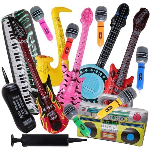 PCS Inflatable Rock Star Toy Set Inflatable Instruments Party 15 Rock Style - Picture 2 of 8