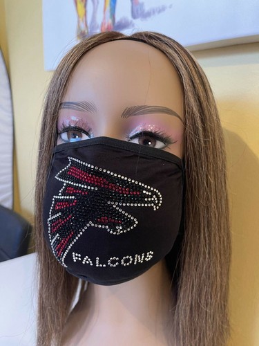 Atlanta Falcons Bling Rhinestone Face Mask Washable - Picture 7 of 11
