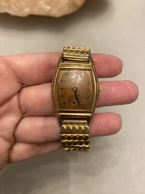 Vintage, Midcentury Art Deco, 10K Gold Filled, Men's Gotham Watch w/ Copper  Dial