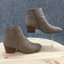 Crown Vintage Boots Womens 8.5 M Casual Side Zip Ankle Bootie Taupe Suede Heels