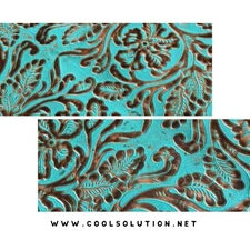 Leather Sheets, Embossed Leather Cowboy Tool Turquoise, Custom Cuts for Crafters