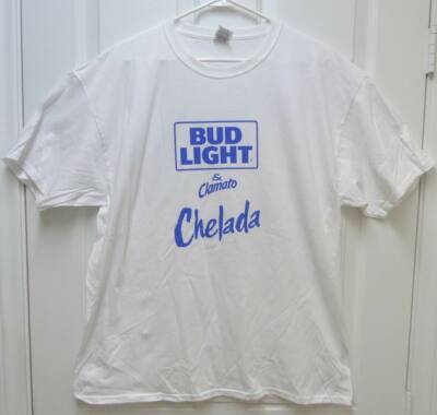 Brand New BUD LIGHT & CLAMATO CHELADA ~ Fruit of the Loom HD Cotton XL T-Shirt 