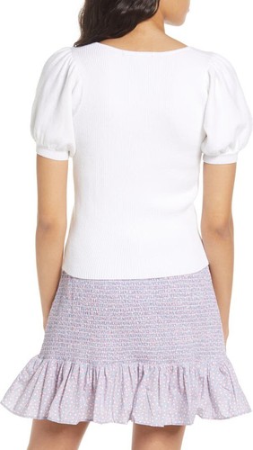 French Connection Womens Jaida Sweater Sz SmallRibbed Square Neck Winter White - Picture 2 of 10
