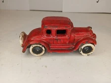 Vintage 1930s Cast Iron Car 4 1/4" Metal Wheels Toy Red AC Williams?Ford Model A