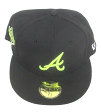 MLB Atlanta Braves Black Structured Fitted Hat By New Era, Size 7 5/8