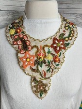 Vintage Fall Colors Handbeaded Collar Necklace