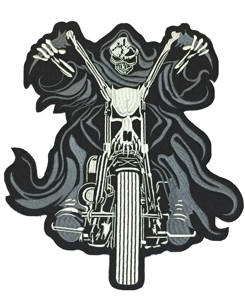 Large Grim Reaper Patch 10 Inch Motorcycle Riding Biker Clothing Iron On  Jacket | eBay