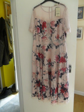 STUNNING *MONSOON* PINK MIX FLORAL ROSES PRINT  MILLICENT DRESS 16 BNWT new