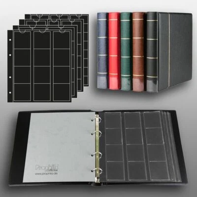 Prophila Collection Münz-Album mit 4 Hüllen (Schwarze Zwischenblätter) für 110 M