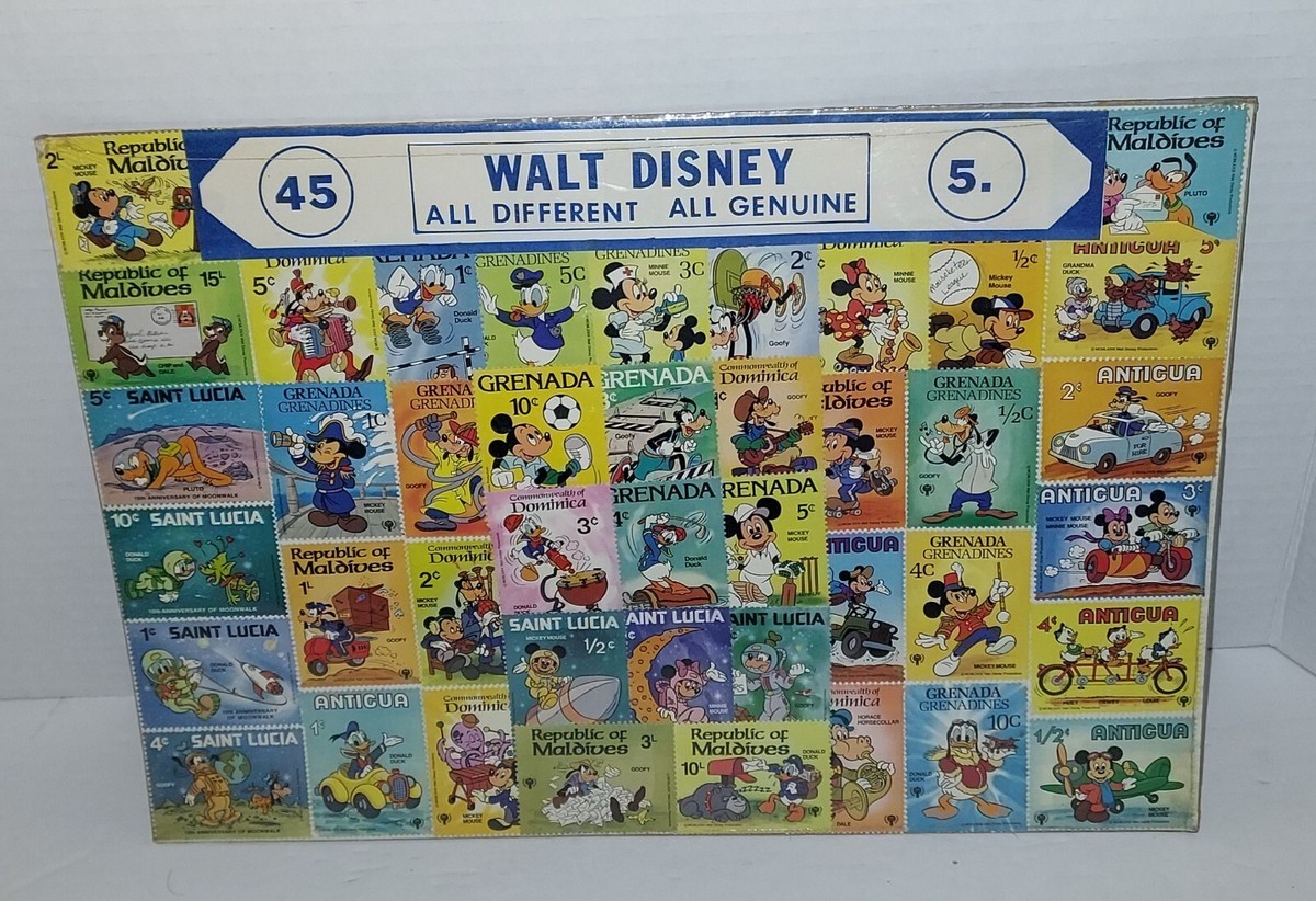 Vintage 45 Walt Disney All Different Genuine Stamps NOS