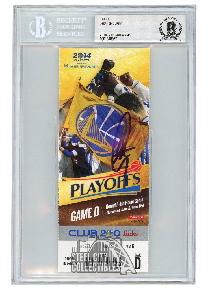 Stephen Curry Autographed Signed 2014 NBA Playoffs Game D Ticket BAS 