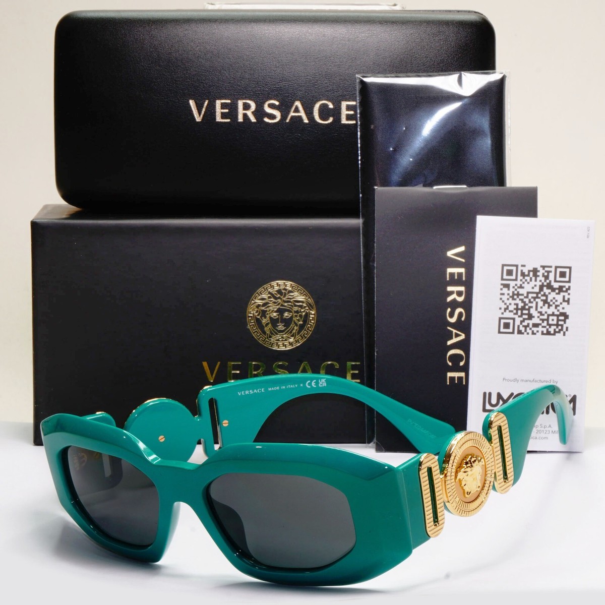Versace Sunglasses Green Biggie Medisa Oversized Square MOD VE