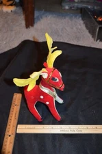 Vintage Dakin S.F. Dream Pets Reindeer Red Velvet 9" tall
