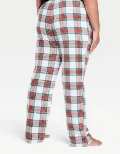 Womens Fleece Pajama Pants White Plaid Christmas 2XL NEW - Picture 8 of 8