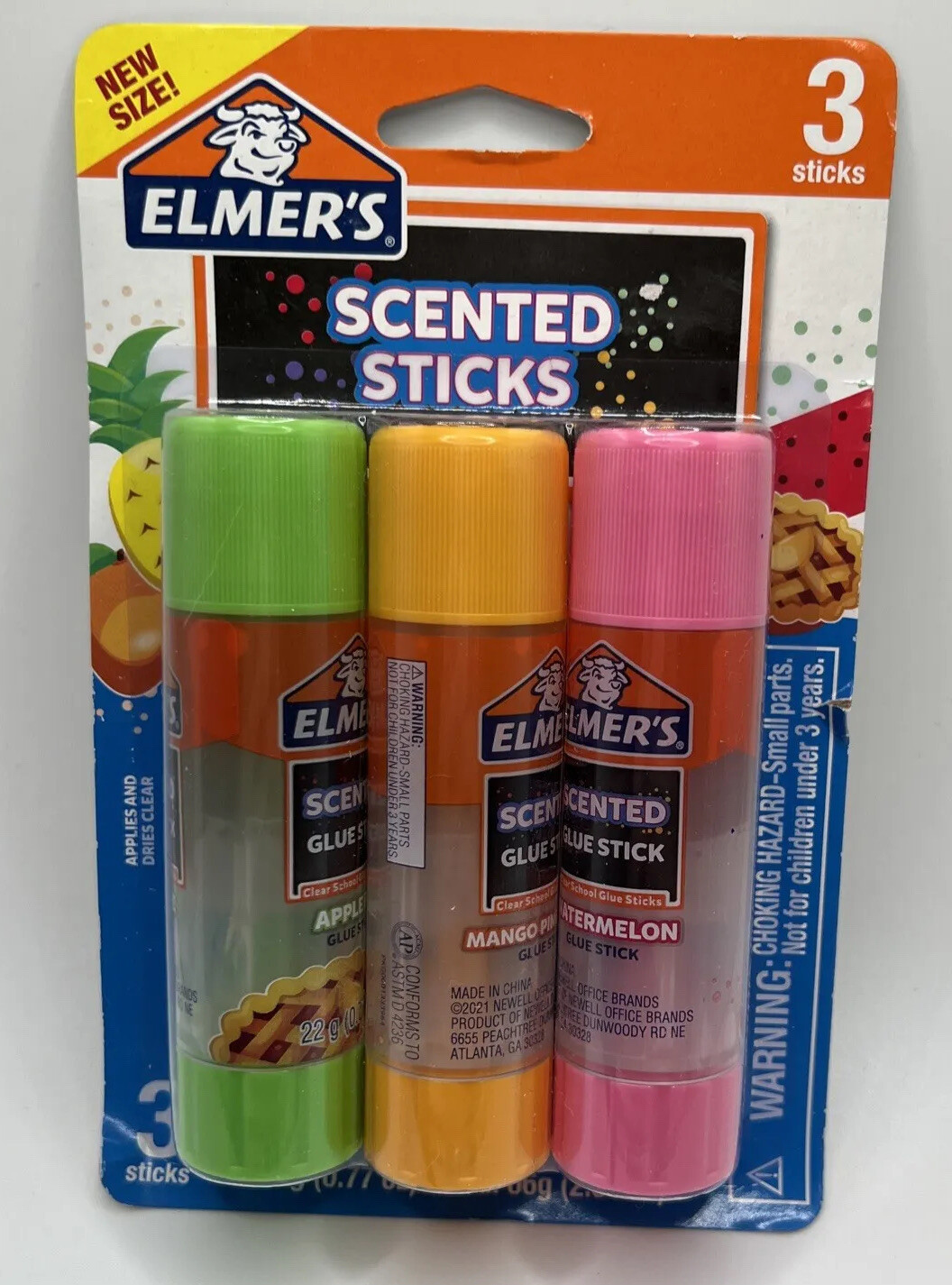 Elmer's Scented Glue Sticks Apple Mango Pineapple and Watermelon Lg