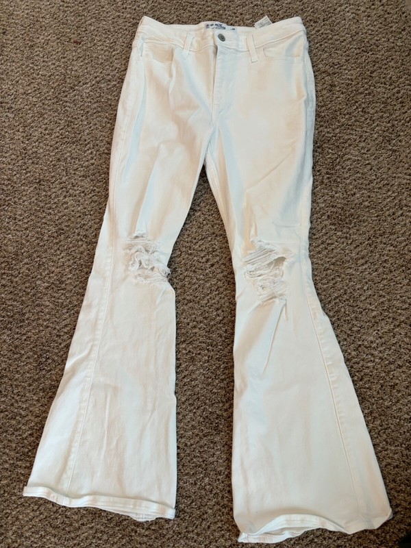 Womens Hollister White Flare Leg Jeans 10/11R w30R
