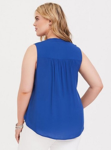 Torrid Harper Challis Pullover Sleeveless Blouse Rayon Plus Size 3 Poseidon Blue - Picture 2 of 9