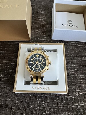 Versace Men's Watch Chrono 46mm Black Two-Tone Bracelet VEJB00622