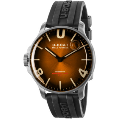 New U-Boat DARKMOON 44MM Brown SS SOLEIL Rubber Band Men's Watch 8703