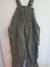 Vintage CARHARTT Canvas Dungarees Overalls Workwear Coveralls 3XL W 48" x L 28"