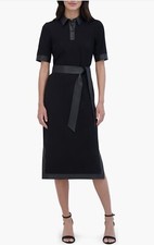 Eliza J Dress Black Faux Leather Trim Dress Size 14 NWT