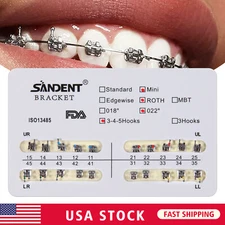 10 bags USA Dental Orthodontic Brackets Braces Mini Roth Metal 3-4-5 Hooks