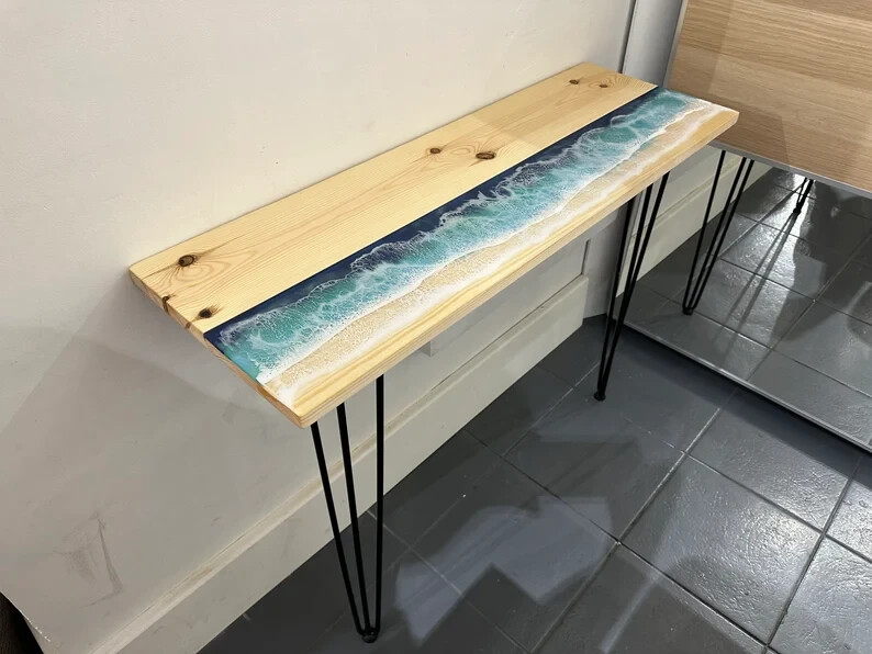 Handmade Resin Wood Console Table or Bench Custom Furniture