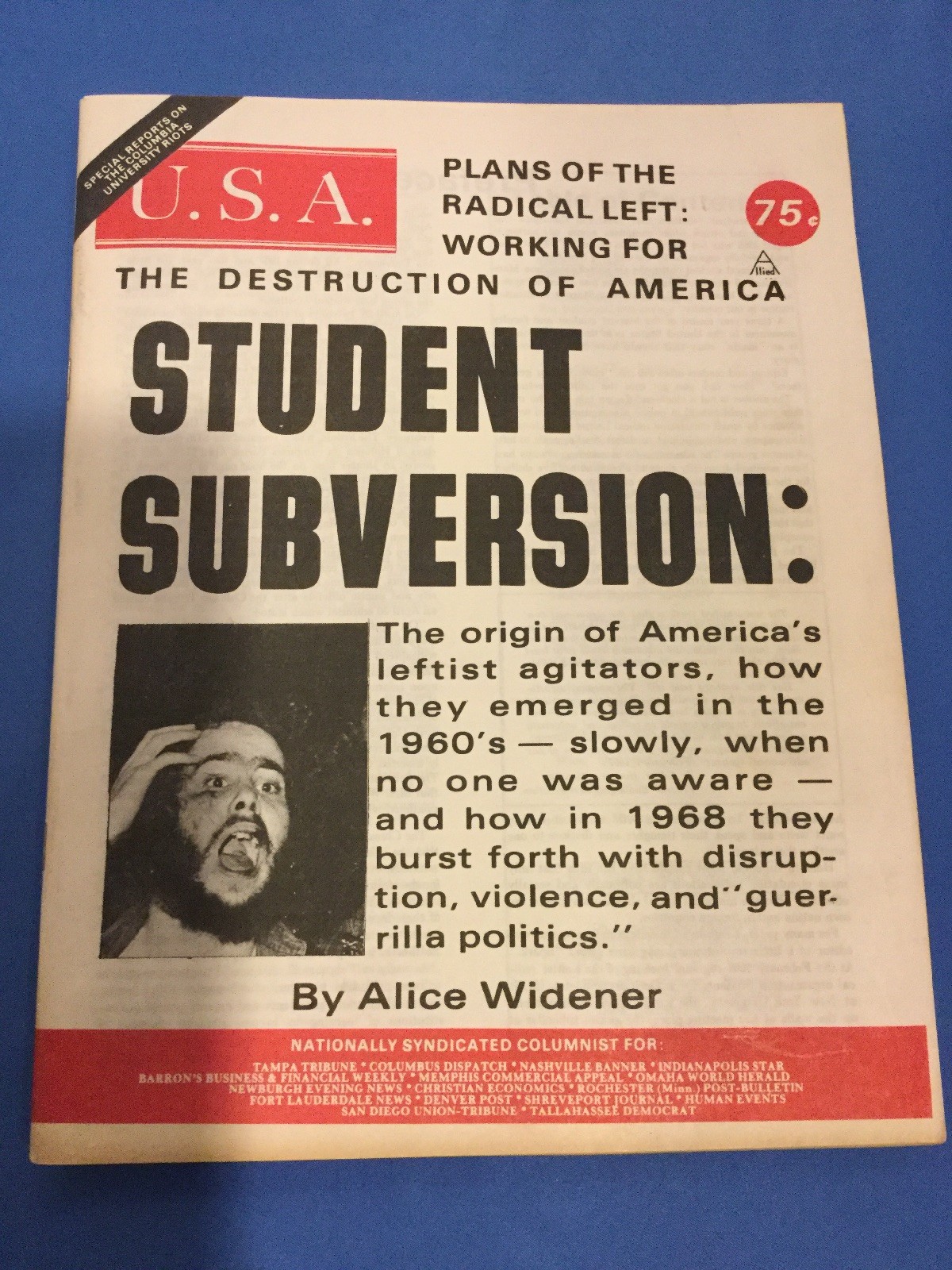 Alice Widener / Student Subversion U.S.A Magazine 1st Edition 1968 ...