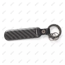 Black Carbon Fiber Leather Car Keychain Car Key Chain Ring Key Fob Universal New
