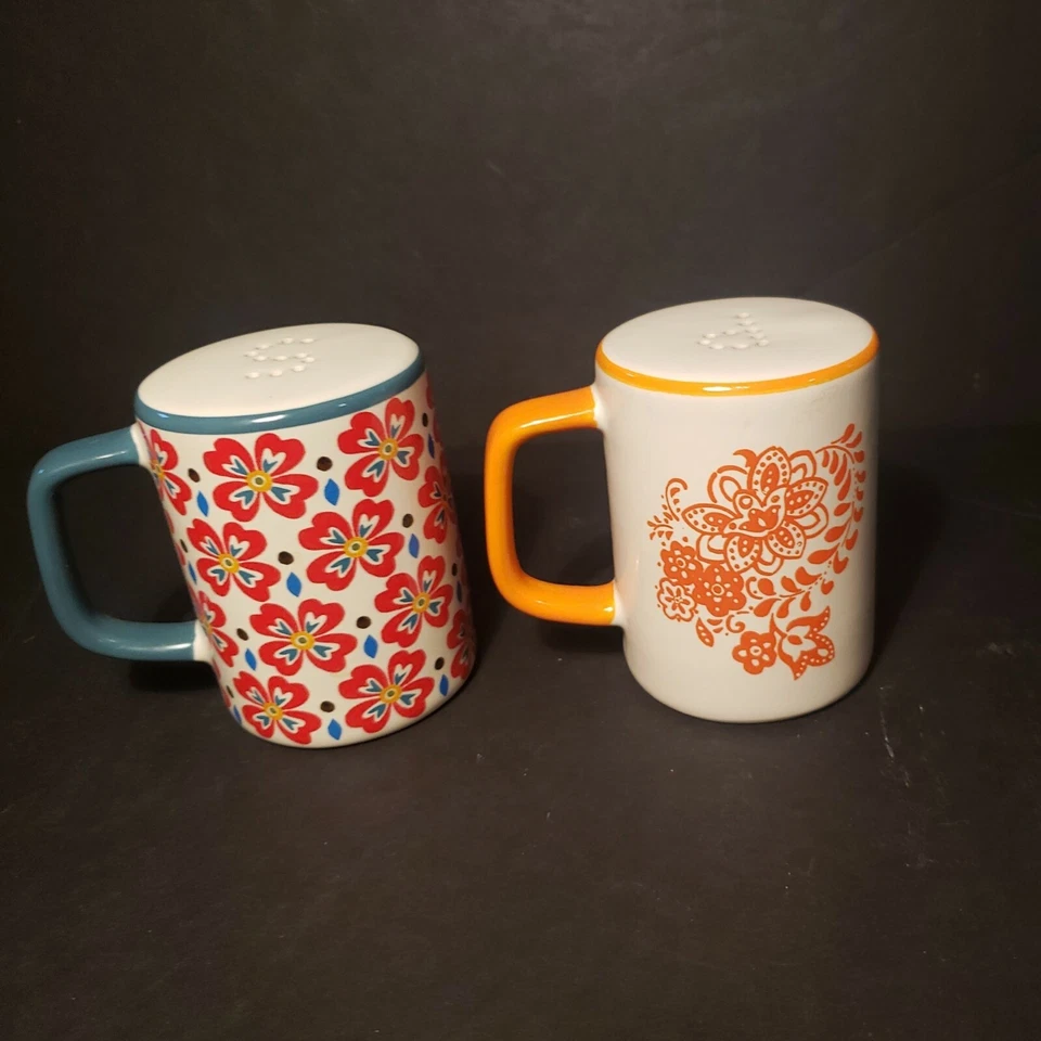 Pioneer Women Flea Market Salt & Pepper Shakers Floral EUC - Image 2 of 4