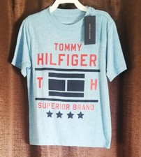 Tommy Hilfiger Boy's Logo Tee Casual T-Shirt, Light Blue, Size 5