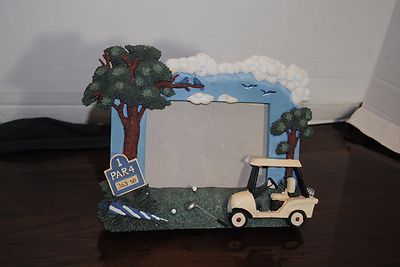 Herco Gift Professional Golf Cart 1 Hole Par 4 Wood w Resin Picture Frame5x3.5