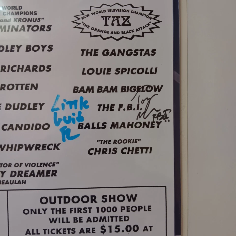 Póster original de Ecw firmado por 4 superestrellas originales de Ecw con certificado de autenticidad JSA Foto 3 de 4