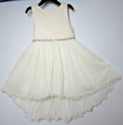 American Princess Ivory Tulle Party Dress With Jeweled Pearl Waist Girls Size 6X - Picture 10 of 10