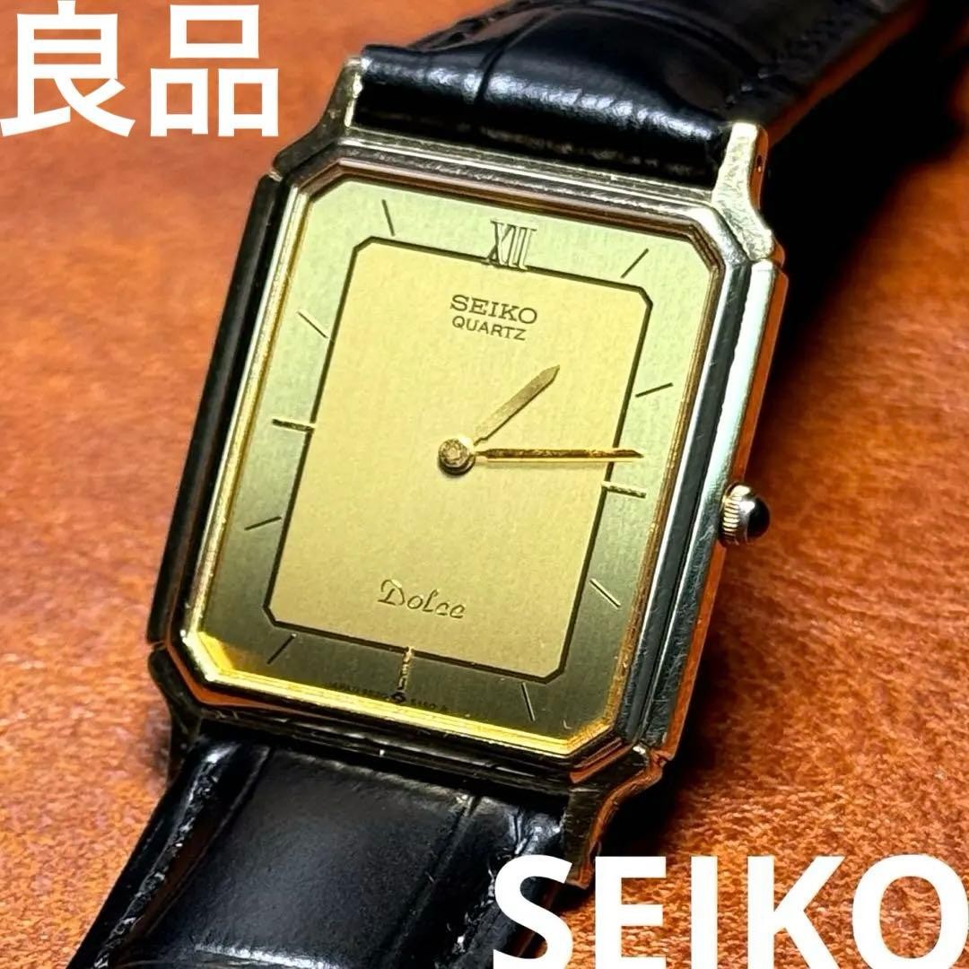1984 Dial Square Dolce Case 25mm 9520-5140 17mm Lug Seiko Gold Vintage - vintagewatches.pk