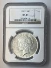 1922 U.S. Peace Dollar $1 Silver - NGC MS 63