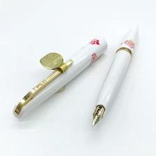 PLATINUM Fountain Pen 14K Gold Nib Short Size Rose Pattern Unused Vintage Japan