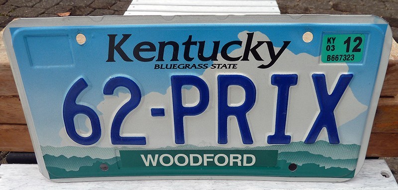Expired 2012 Kentucky (KY) Auto License Plate - Personalized (62-PRIX)