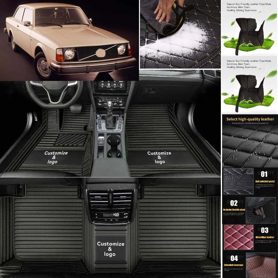 For Volvo 240 Car Floor Mats Custom Waterproof All Weather Cargo Liner Carpet - Изображение 3 из 4
