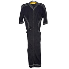 Zapelle Black Utility Dress S 6 Contrast Stitch Zip Front Belted Pockets